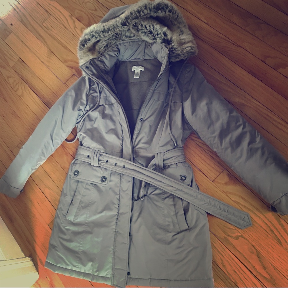 Loft puffer coat with fur-lined hood